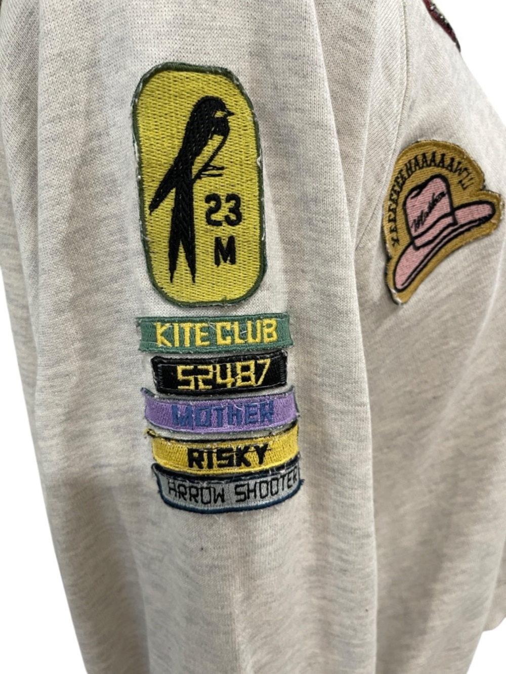 Free People MOTHER The Biggie Concert Crew Girl Scout Patches Sweatshirt SZ L - Picture 9 of 13